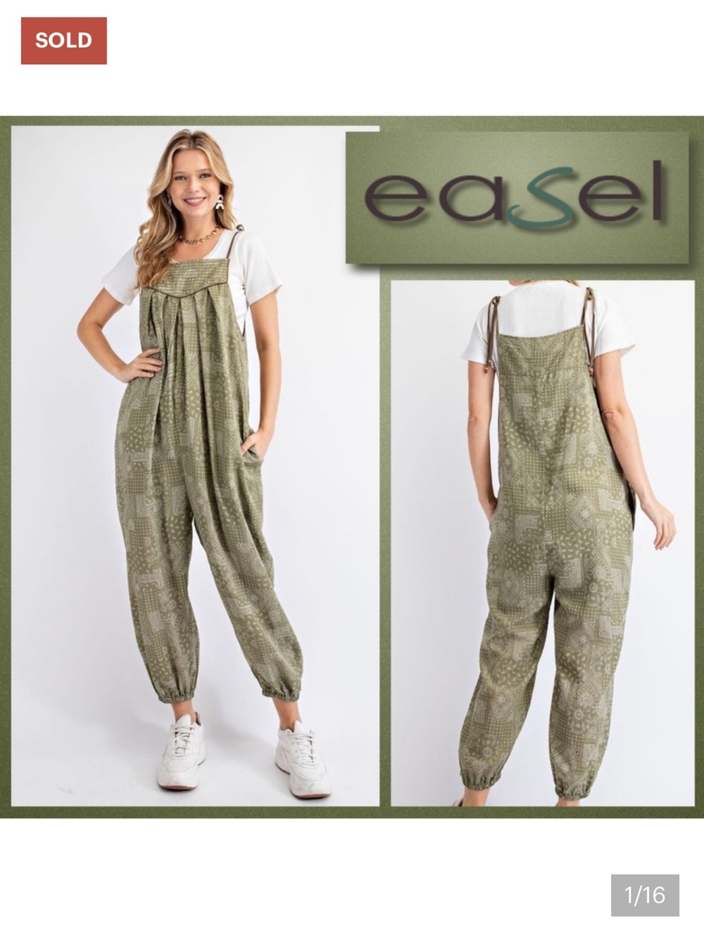 EASEL Bandana Paisley Print Loose Fit Romper Jumpsuit W/Shoulder Ties & Pockets